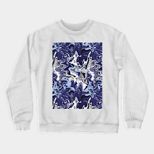 Ocean Deep Marble - Digital Paint Spill Crewneck Sweatshirt